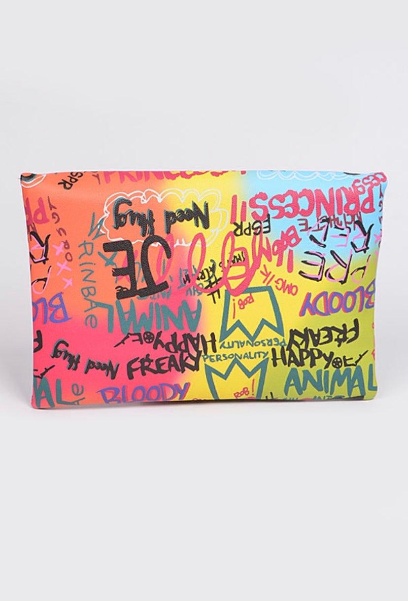 Graffiti Envelope Clutch - Convertible Shoulder Bag