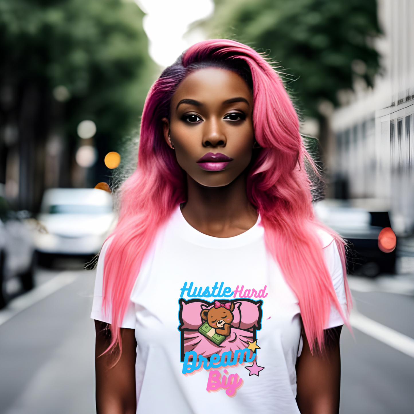 Hustle Hard Dream Big| Women's  Graphic Print  T-shirt