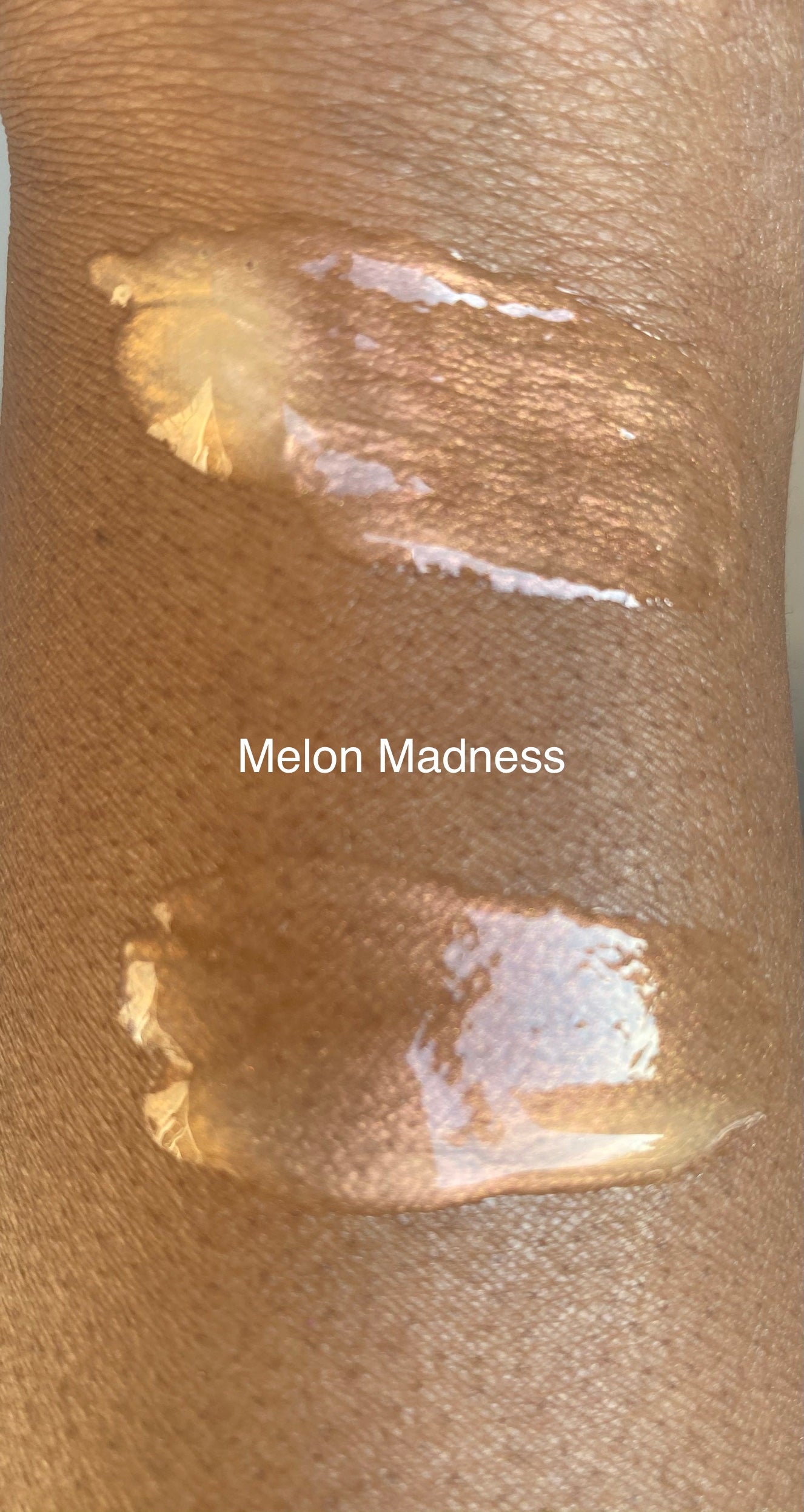 Handcrafted Melon Vegan Lip gloss arm Swatch