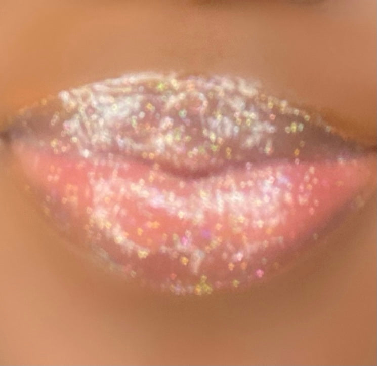 Handcrafted Silver Glitter Lip gloss on Model