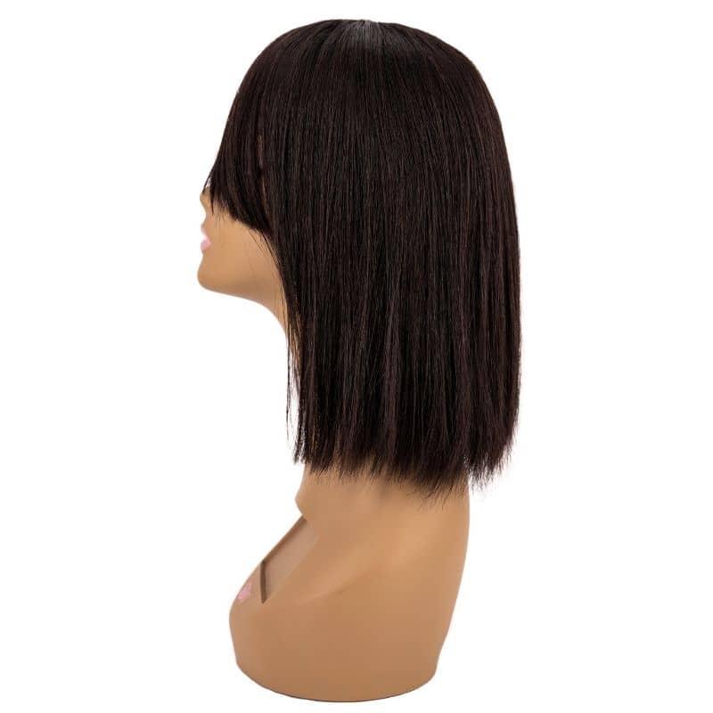 100% Virgin Human Hair Straight Bang Bob Wig- Density 130%