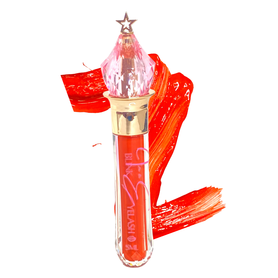 Matte Liquid Lipstick Red Orange Waterproof Lip Gloss and swatch