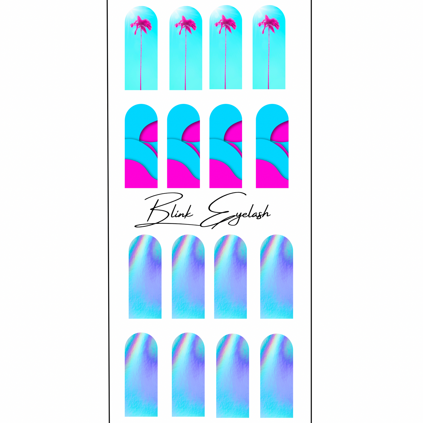 Get Ready for Spring Break with Teal and Hot Pink Tropical Water Slide Nail Wrap, Nail Art, Decals