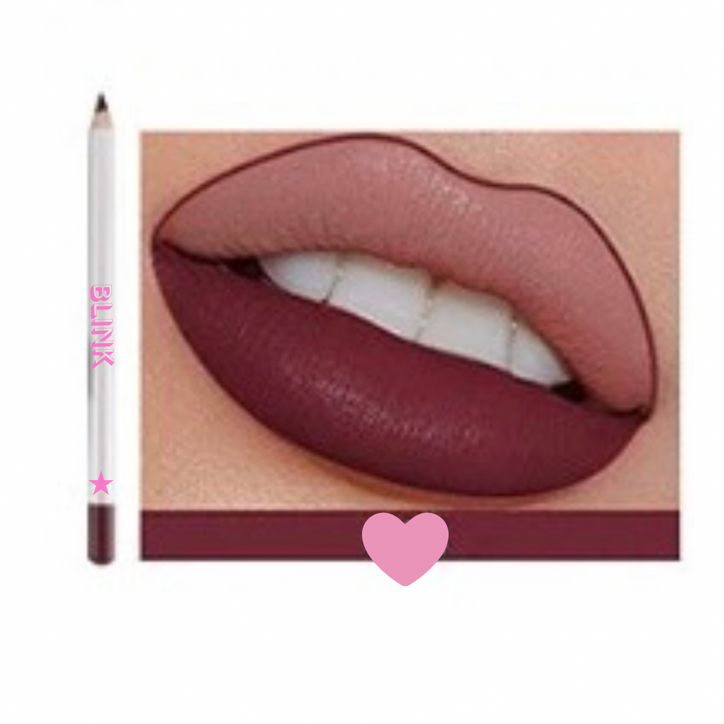 Burgundy lip liner on model