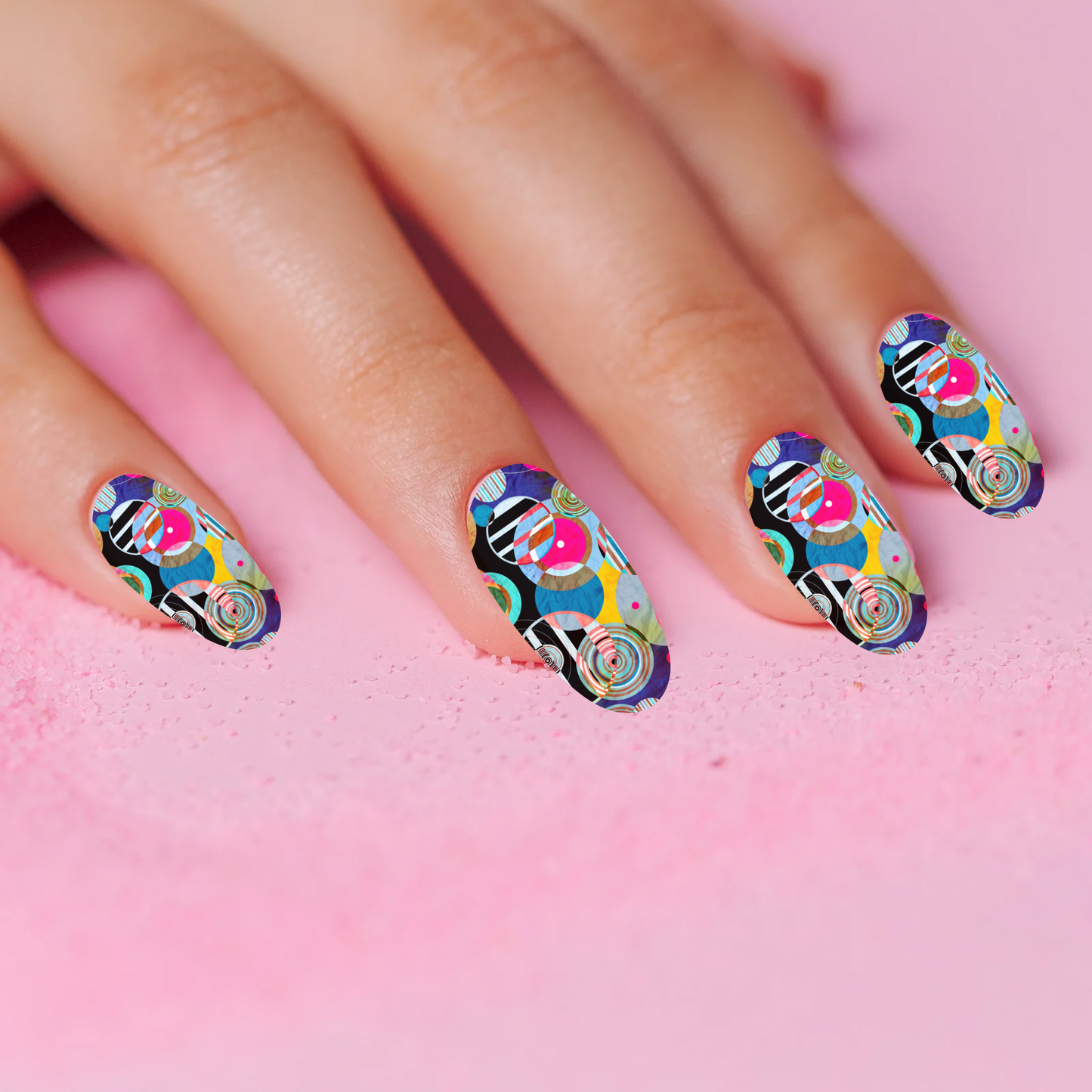 Add a Pop of Color to Your Nails with Jazzy Water Slide Nail Wraps - 16pcs Eclectic Multi-Color Pattern