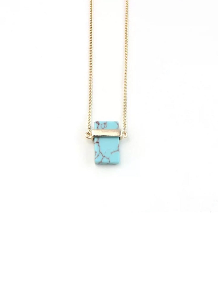 Lapis Square Pendant Necklace