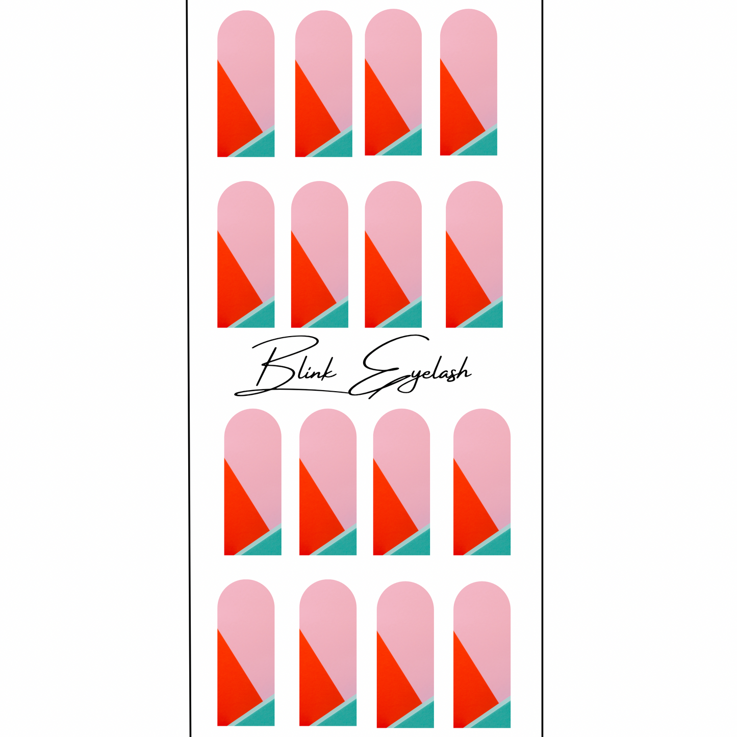 Pink and Red Multi-Colored Water Slide Nail Wrap Decals in Mid Geometric Design - Perfect for a Chic Look