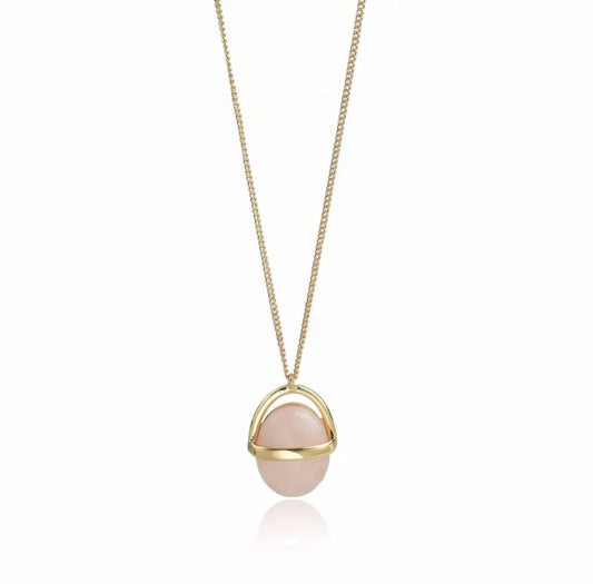 Stunning Oval-Shaped Rose Quartz Pendant Necklace - Handcrafted with Love