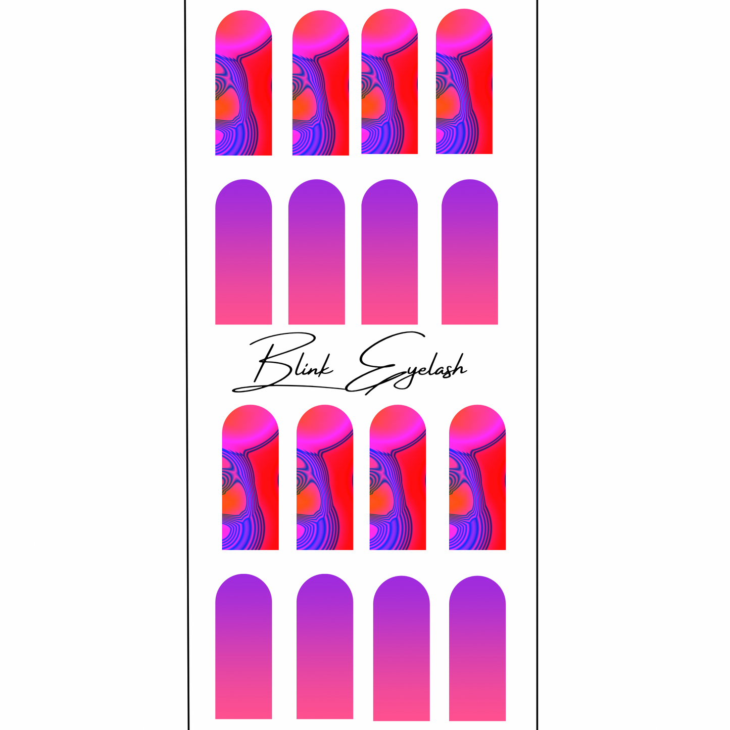 Psychedelic Water Slide Nail Wraps, Nail Art Decals- 16pcs Red and Blue Print