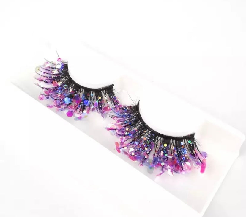 5D Mink Purple Glitter Sequin Strip Eyelash