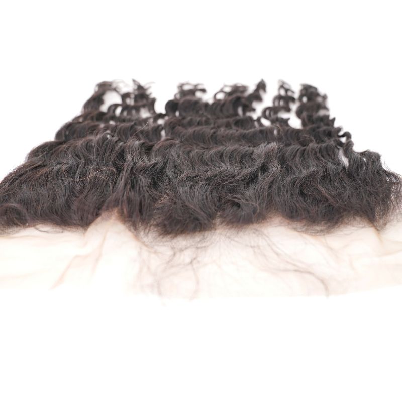 100% Virgin Brazilian Deep Wave Frontal- 13x 4 Lace Mesh Base