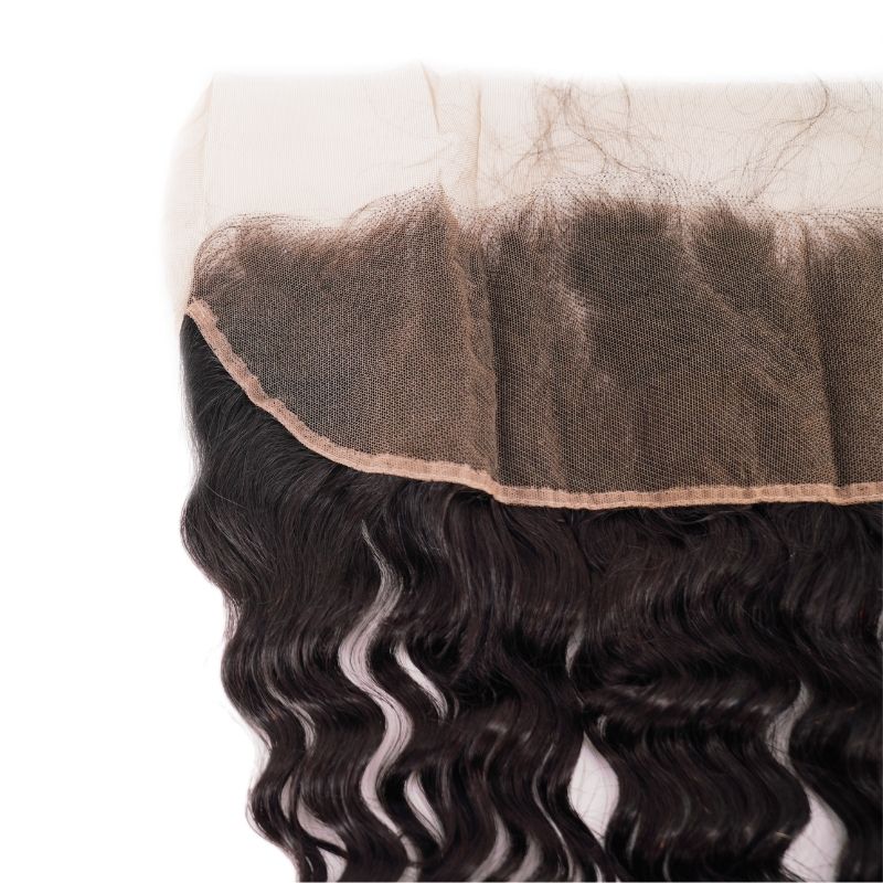 100% Virgin Brazilian Deep Wave Frontal- 13x 4 Lace Mesh Base