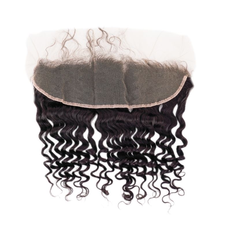 100% Virgin Brazilian Deep Wave Frontal- 13x 4 Lace Mesh Base